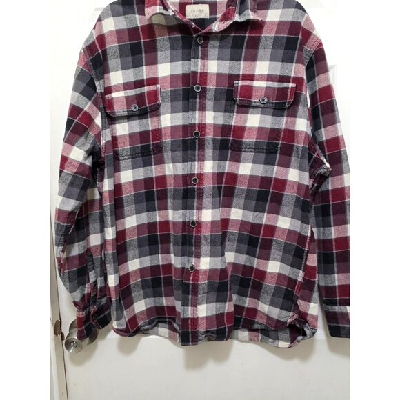 Jachs Mens XL Red/Black/White Plaid Flannel Button-Up Shirt - Picture 2 of 7